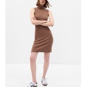 GAP modern mockneck mini dress brown cotton blend size L
